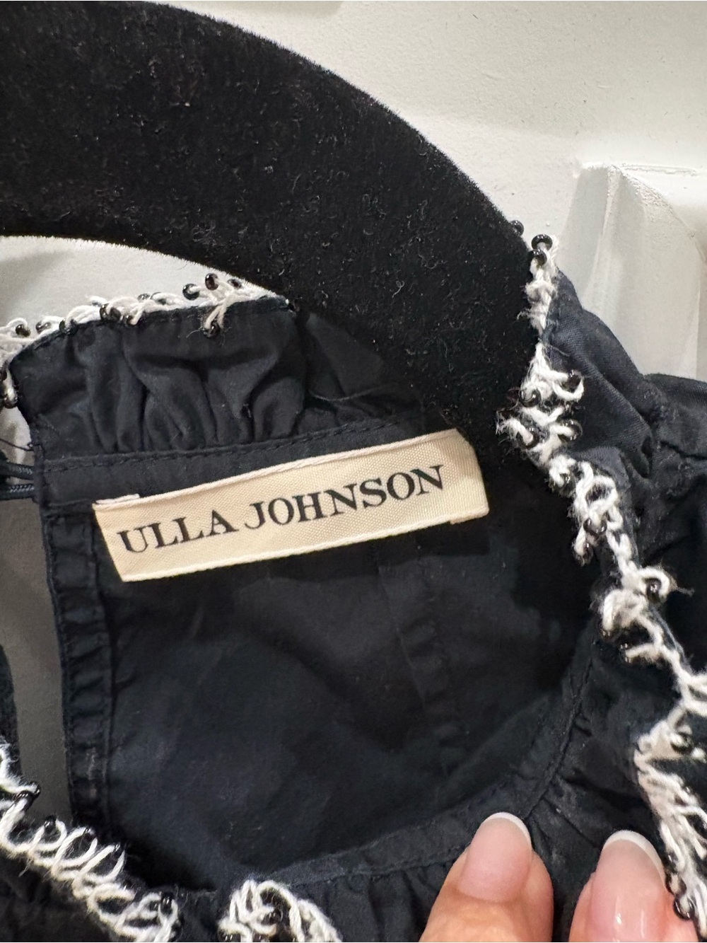 Women’s Ulla Johnson black embroidered short sleeve black blouse shirt size 2 - Picture 4 of 6